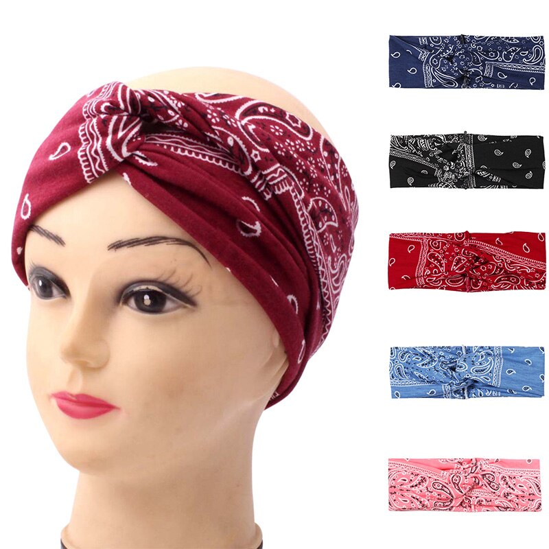 Cashew Bloemen Gedrukt Elastische Haarbanden Hoofdbanden Voor Vrouwen Sport Yoga Bandana Tulband Hoofddeksels Haar Accessoires