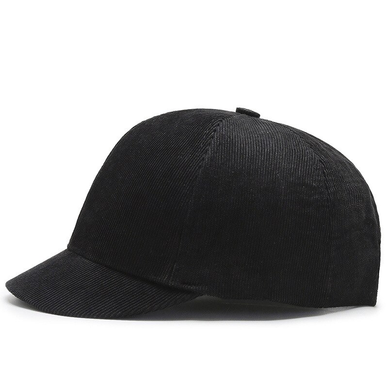 Kort rammehette ensfarget baseballcap menn kvinner høst vinter utendørs hesteluer kordfløyel snapback uformell hatt