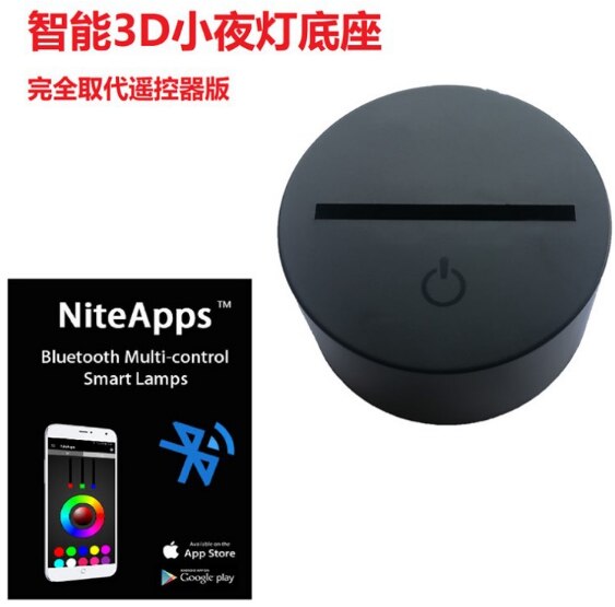 3D Lamp LED Night Light Glow with Remote Crack Base USB Powered Smart Phone Control Alarm Clock Base Bluetooth Base Prize: smart phone control