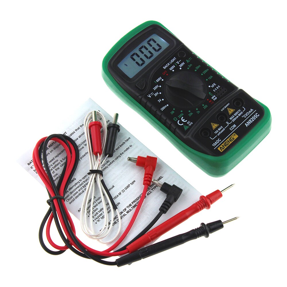 AN8205C Thermometrie Digital-Multimeter Voltmeter Amperemeter AC DC OHM Volt Tester Test Temperatur Gauge Meter Test: Blau
