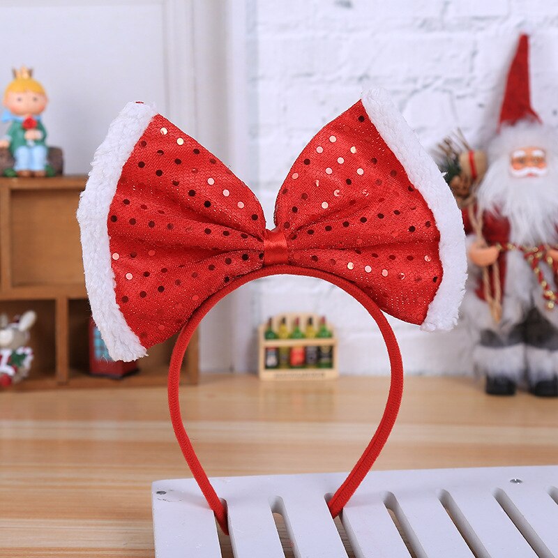 Christmas Big Bowknot Headband Hat Fancy Dress Hat Reindeer Antlers Santa Xmas Kids Adult Headwear Caps Party: type C