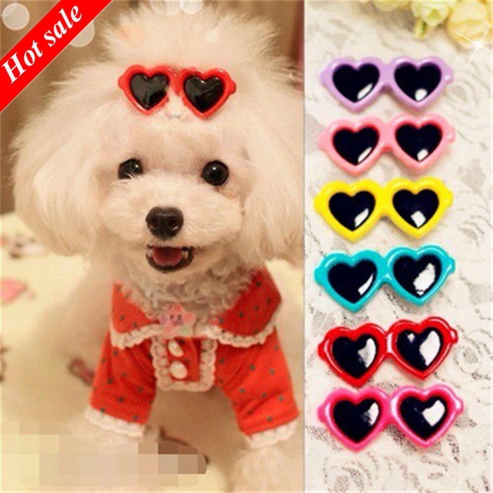 1 Pc Pet Mooie Hart Zonnebril Haarspelden Hond Bows Hair Clips Puppy Honden Kat Teddy Huisdier Haar Decor dierbenodigdheden