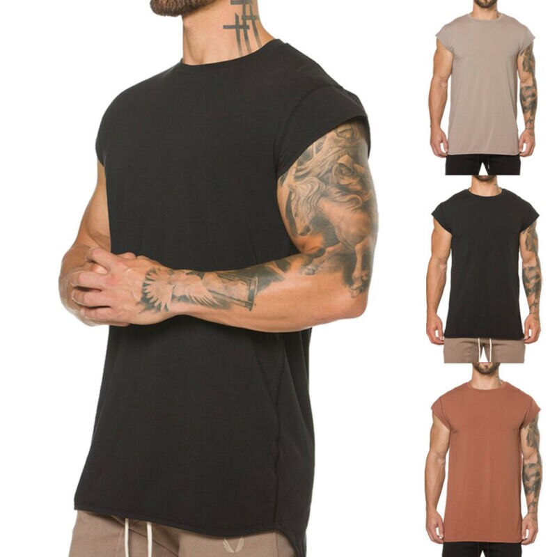 Mens Summer Sports Fitness Tank Tops Soft Sport Gym Bodybuilding Muscle Tees T-Shirt