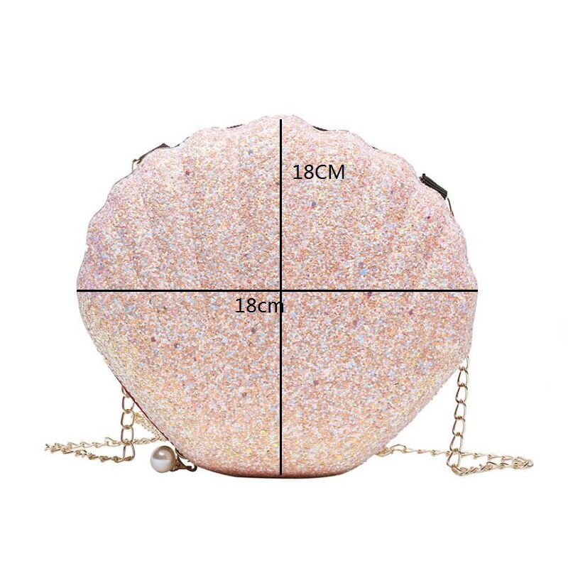 Bolso de mano con cadena de piel sintética para mujer, bolsa pequeña con de conchas oceánicas, color rosa, ideal para ir de compras o viajar, NSG158