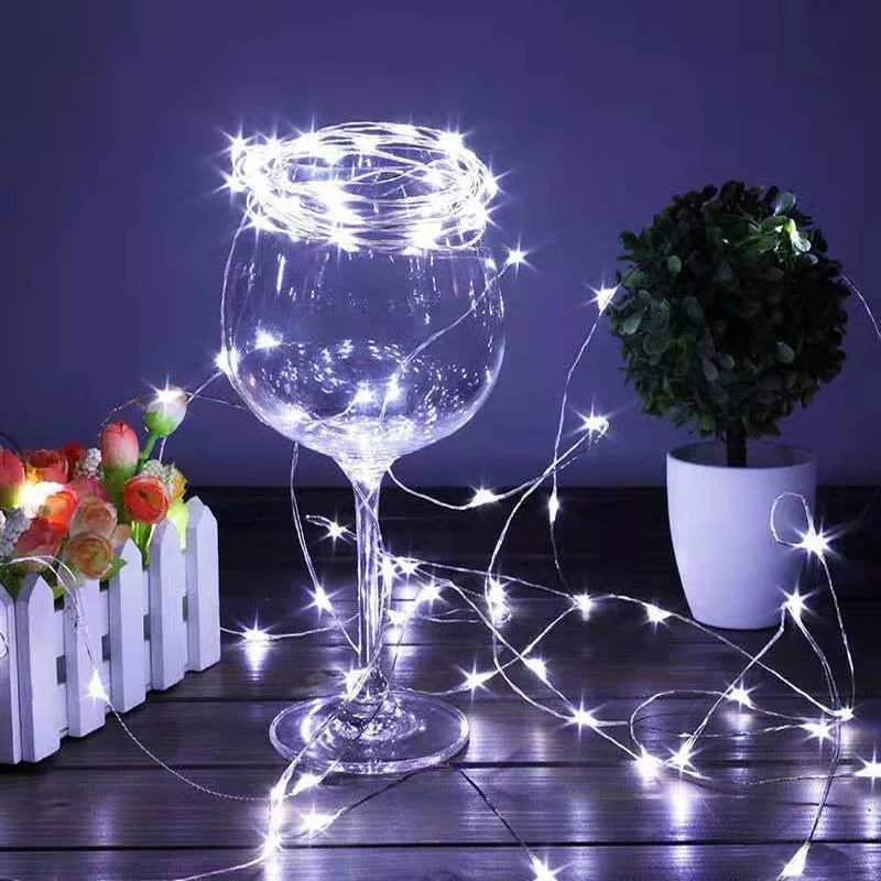 Silver Wire Festoon LED Light String Garden Outdoor Battery Box Garland Lamp for Wedding Camping Party Home Room Decoration