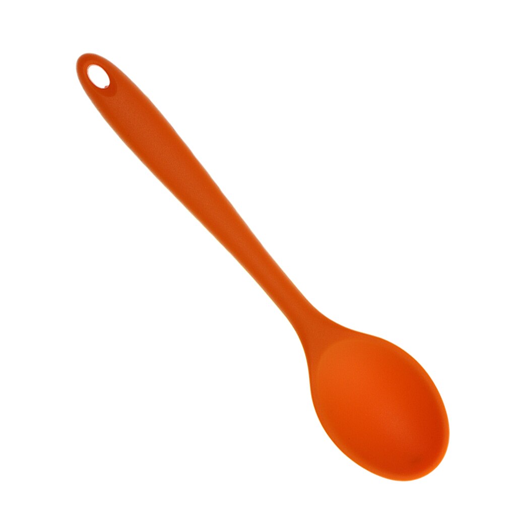 Dinner Table Soup Spoon Silicone Tablespoon Long Handle Flatware 20.5x4.5cm: Orange