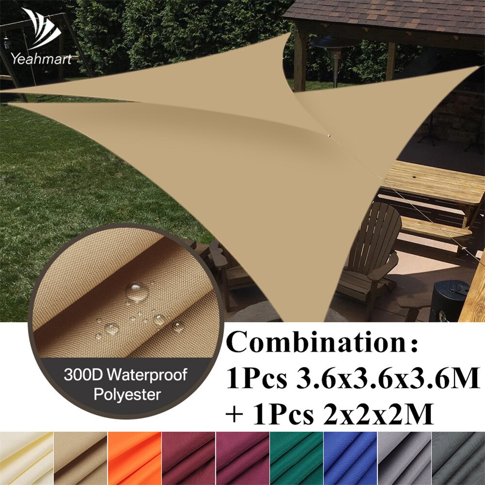 Triangle ombre voile Anti-UV soleil abri étanche tente bâche Portable en plein air Camping pique-nique tissu auvent auvent abris