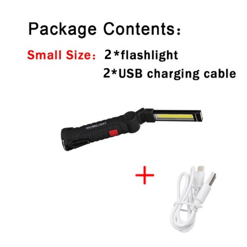 2 stk kolbe ledet lanterne 10w håndholdt lampe sammenleggbar ledet fakkel lommelykt usb frakt ledet bærbart lys 360 roterende med magnet krok