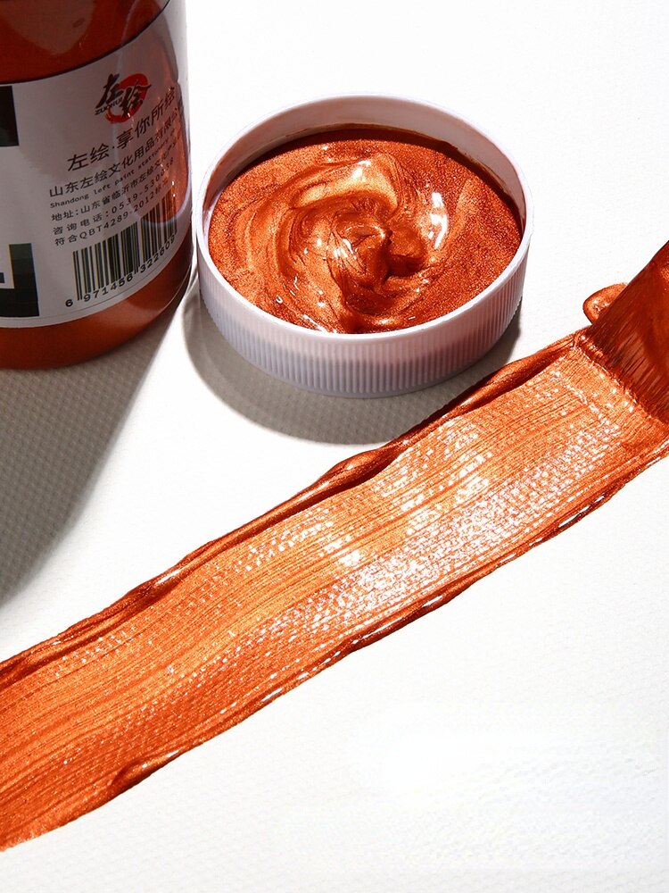 Metallic Acrylic Paint Silver Gold DIY Hand Painted Wall Painting Shoes Stone Statue Waterproof and Fading Graffiti Paint: Red copper / 300ML