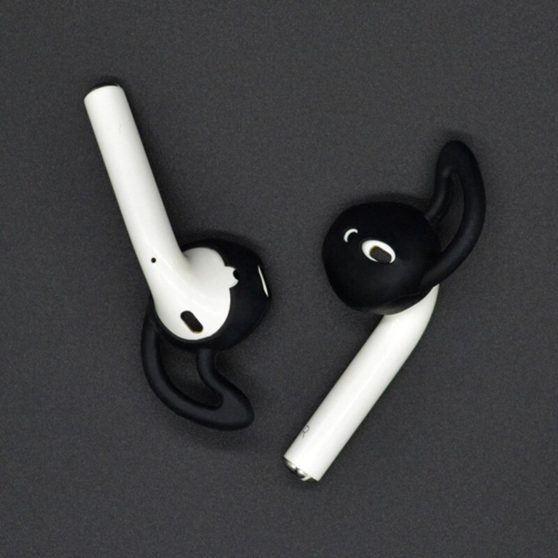 1 para Air Pods słuchawki silikonowe etui przeciw zrzucaniu bezbolesne wkładki douszne nauszniki dla Apple Airpods akcesoria ochronne: Black