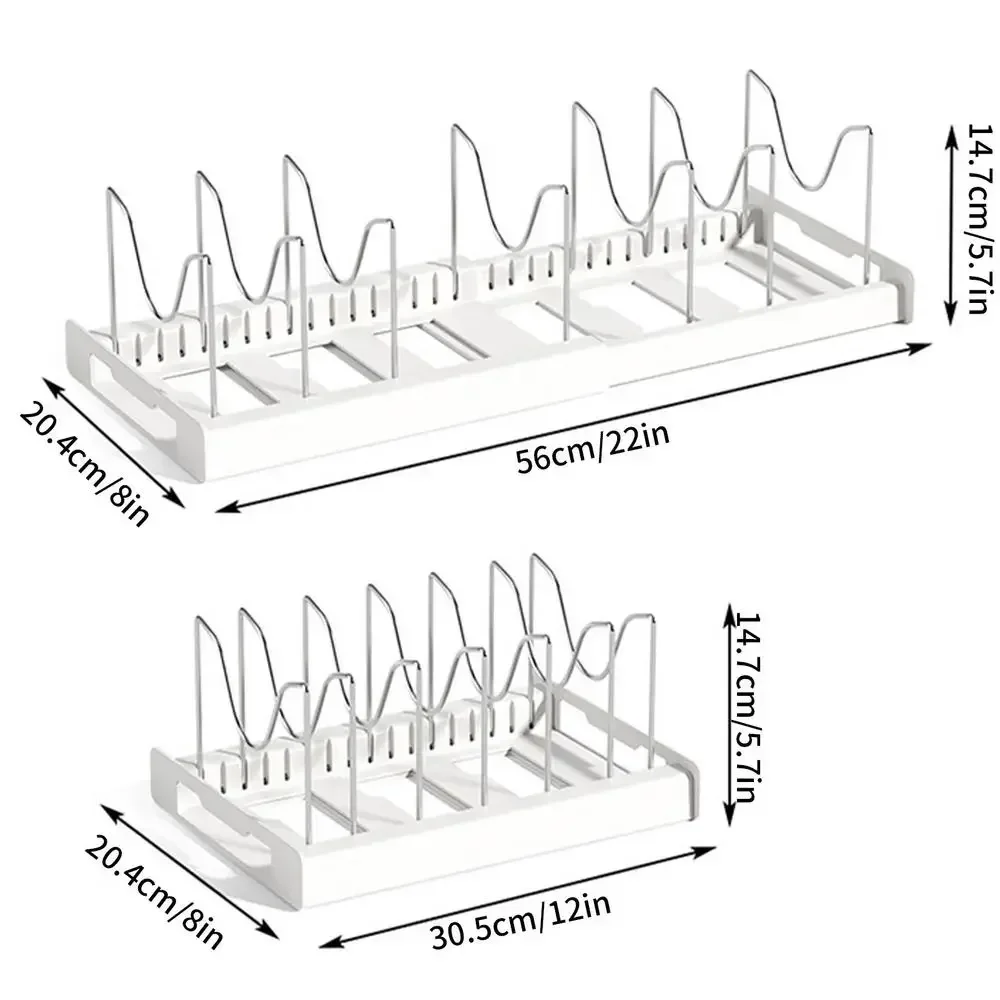 Estante de cocina ajustable y extensible para guardar ollas y utensilios en gabinetes, encimera, cuenco y estante para platos