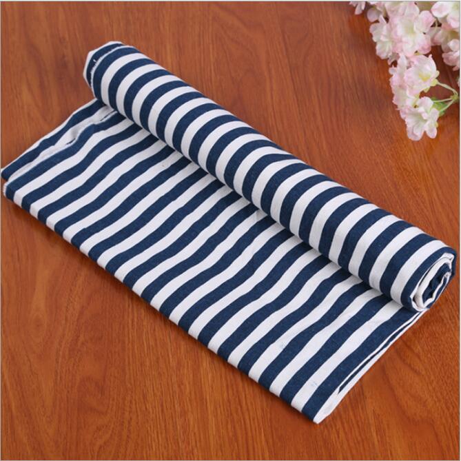 Tecido estampado ecológico para toalhas/cortinas, tecido ecológico vermelho/azul branco com listras, tecido estampado e linho: blue