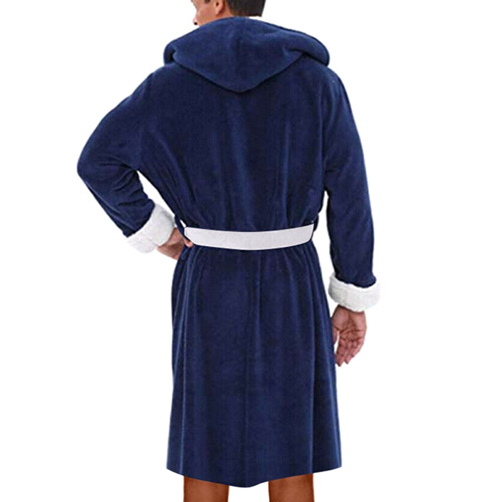 5XL Men Long Robe Night Male Long Sleeve Hooded Bathrobe Towel Soft Lined Lounge Wear Luxury Bath Robe Men