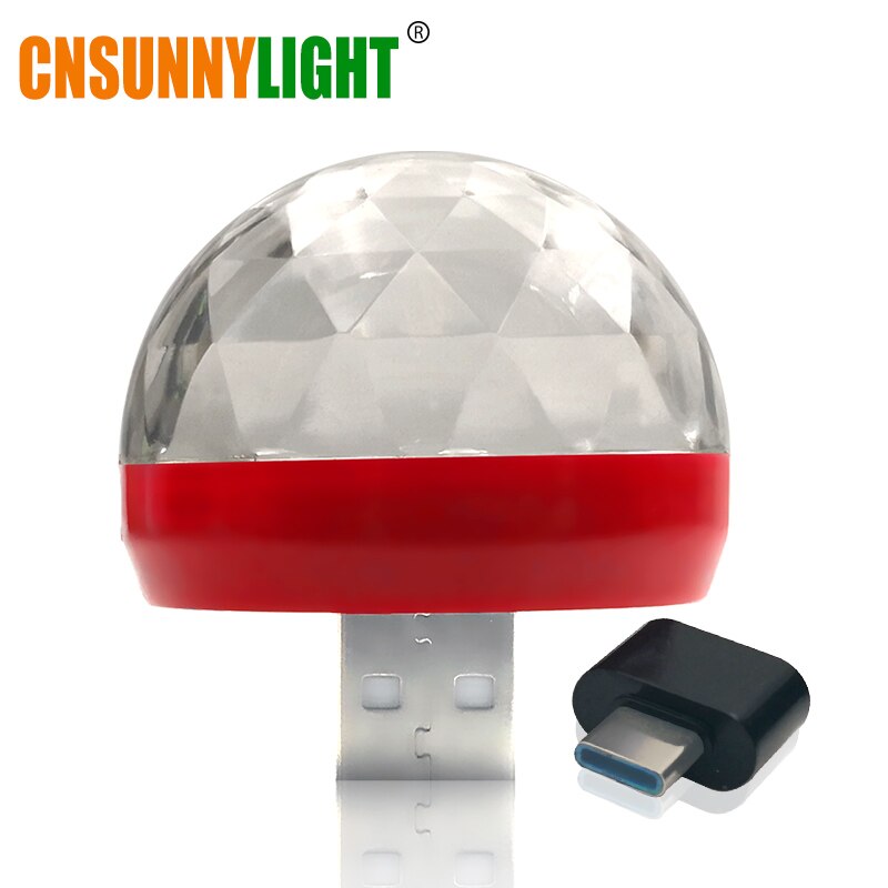 Cnsunnylight mini led auto decoratieve interieur neonlampen usb sfeerlicht dj rgb kleurrijke muzieklamp disco feest autostyling: Rood met usb c