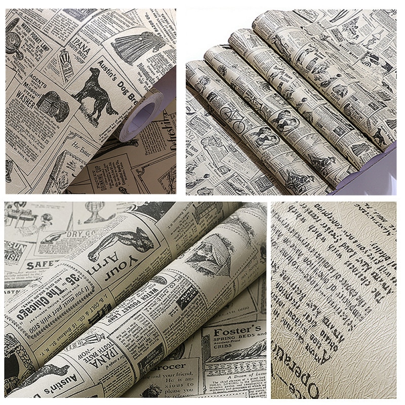 100 x 53cm vintage avis tapet pvc selvklæbende hjem renovering væg klistermærke skab bord diy dekoration materiale
