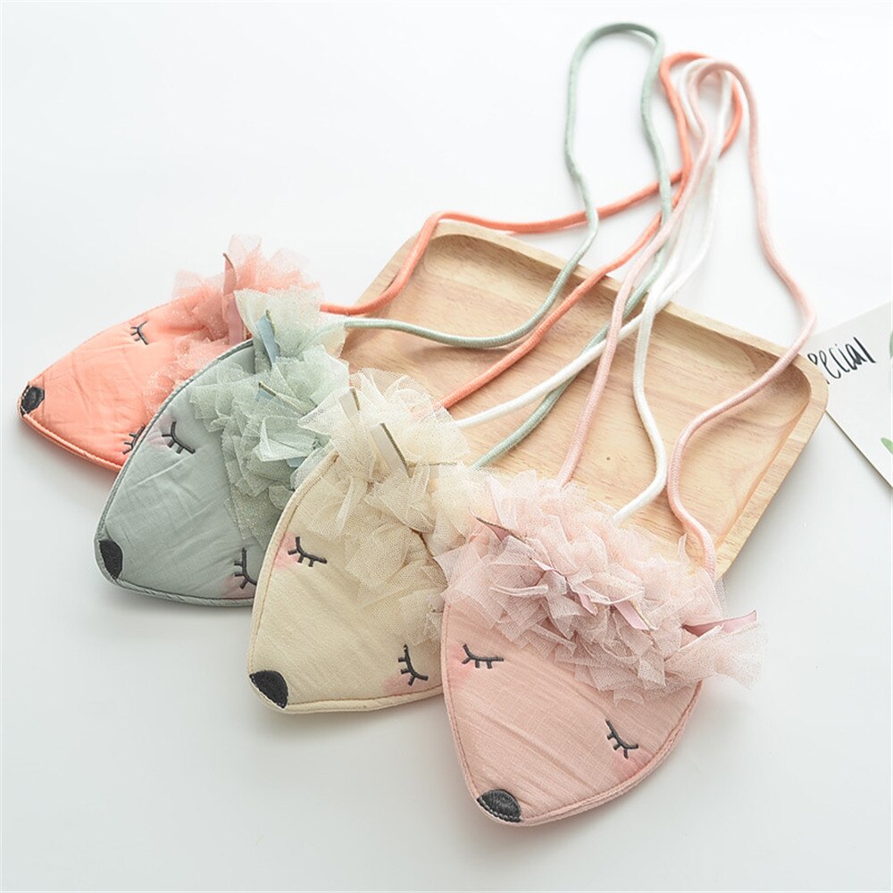 Children Girl Kids Coin Purse Bag Hobos Mini Small Cute Cotton Fabric Cartoon Fox Animal Solid Korean Accessories