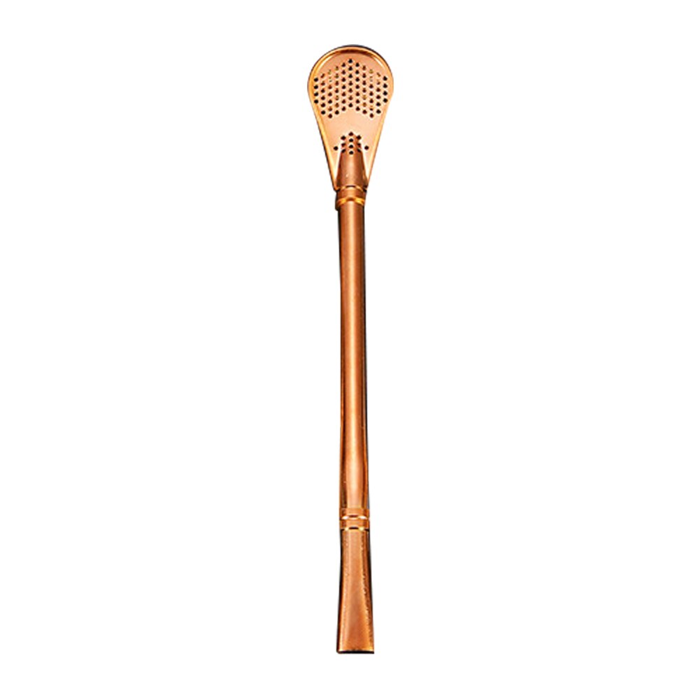 Stainless Steel Drinking Straw Spoon Tea Filter Yerba Mate Tea Straws Gourd Washable Tea Tools Kitchen Bar Accessories Kitchen: rose gold