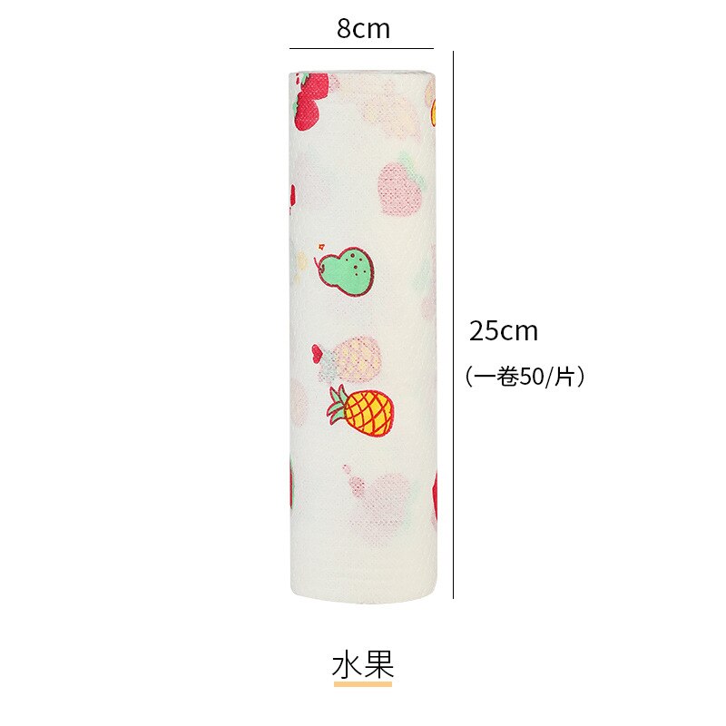 CHUBAN Convenient 50pcs/roll Clean Paper Kitchen Dishcloth Oil Absorbent Paper Towel Wet Dry Dual Purpose Dish Towe Lazy Rag A23: Fruits