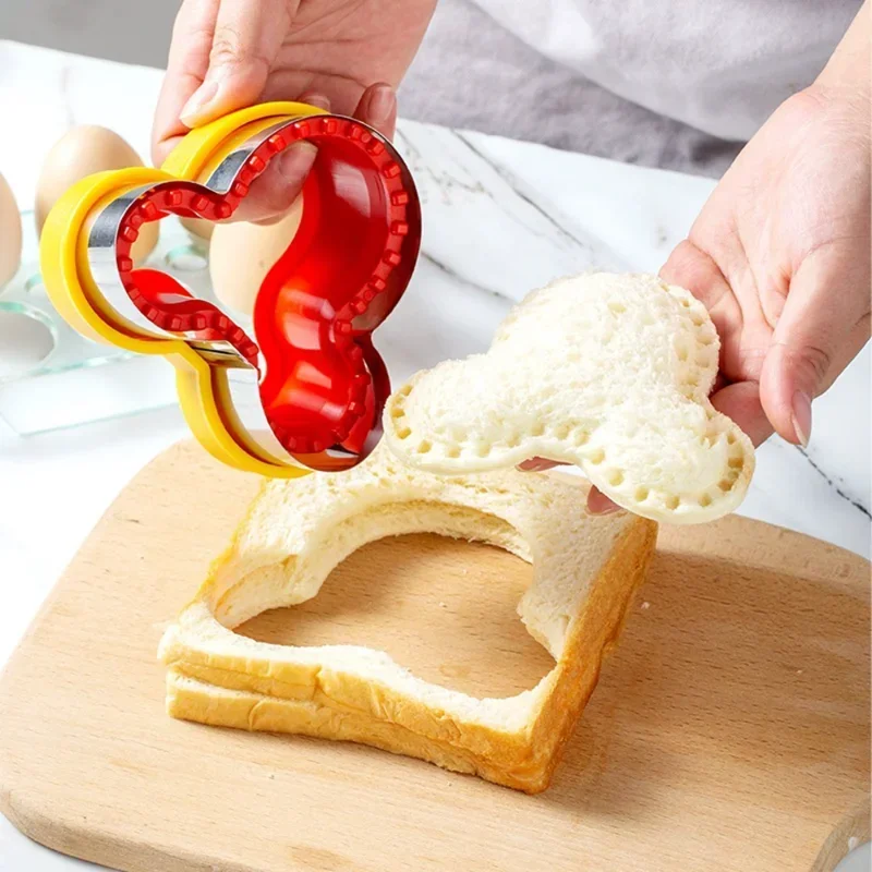 Køkkenbageværktøj sandwichskærer og forseglersæt til børn gør-det-selv-fremstilling af småkageform pandekagemaskine prægemaskine madforme