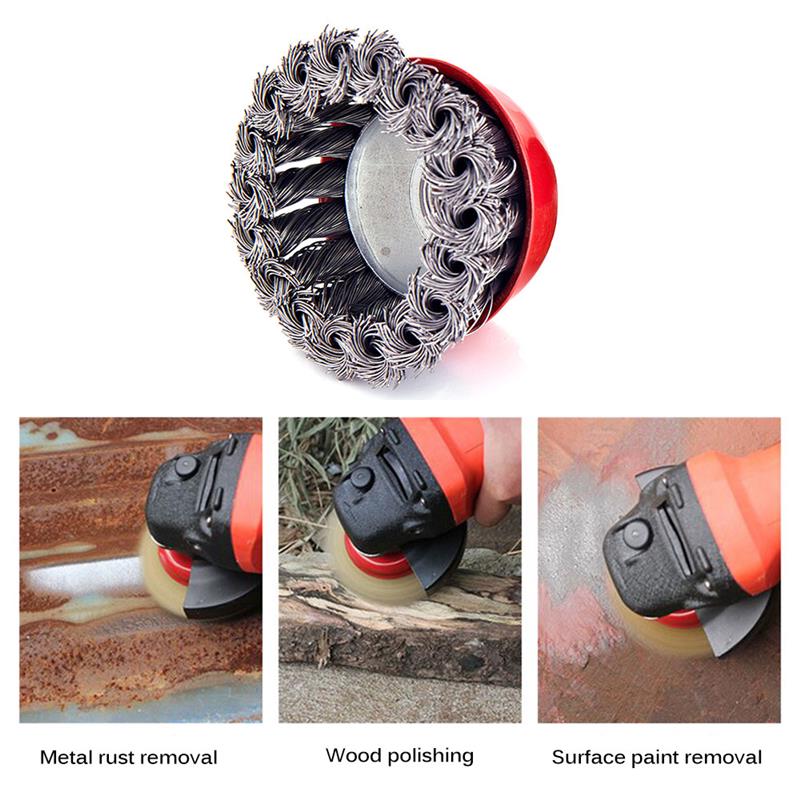 75mm Steel Wire Flat Cup Wheel Brush Set Rotating Knot Flat Cup Wire Wheel Brush For Angle Grinder Rust Removal