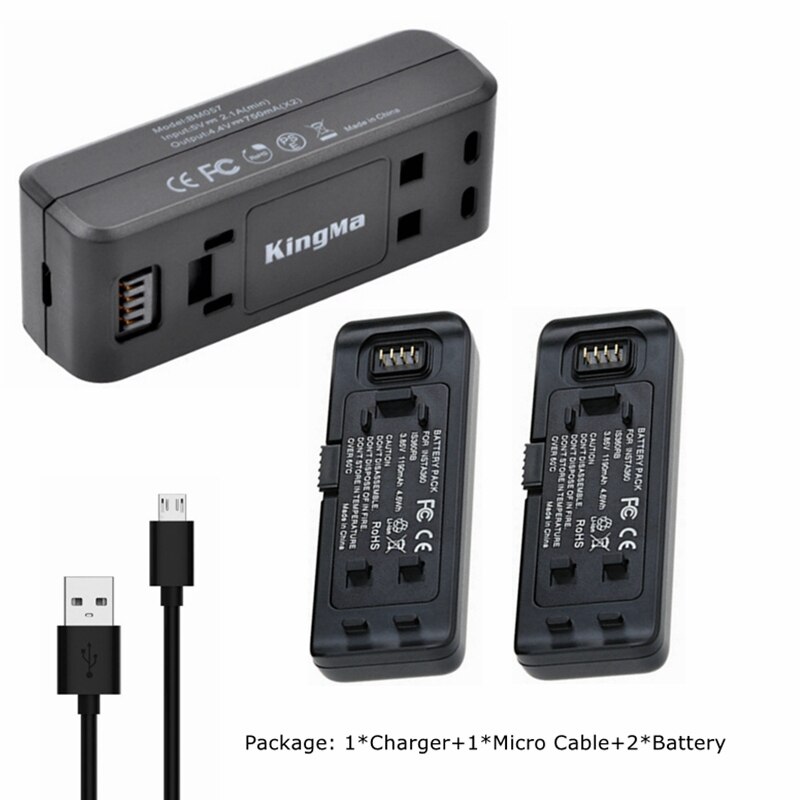 1/2/3 pces 1190mah insta 360 r base de bateria de lítio + micro/tipo-c porto carregador duplo para insta360 um r 4k/1-Polegada/360 acessórios: 1Charger2Battery