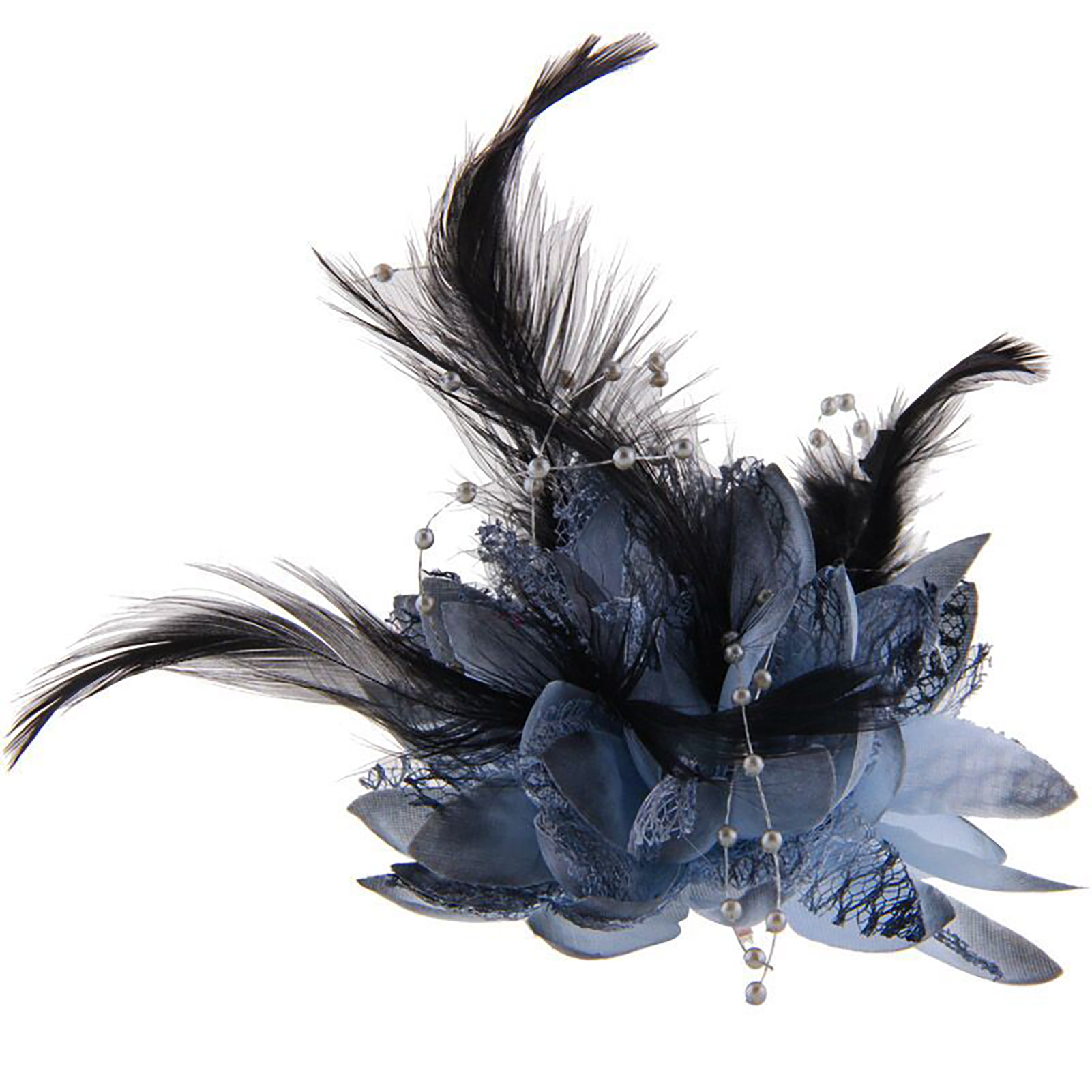 Bridal Feather Hair Clip Flower Ribbon Bead Corsage Hairpin For Women Wedding Hair Accessories Marrige Tiaras Dress Head Jewelry: Ivory