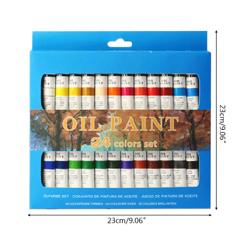 24 Kleuren Professionele Olieverf Verf Tekening Pigment 12Ml Buizen Set Kunstenaar G6DD