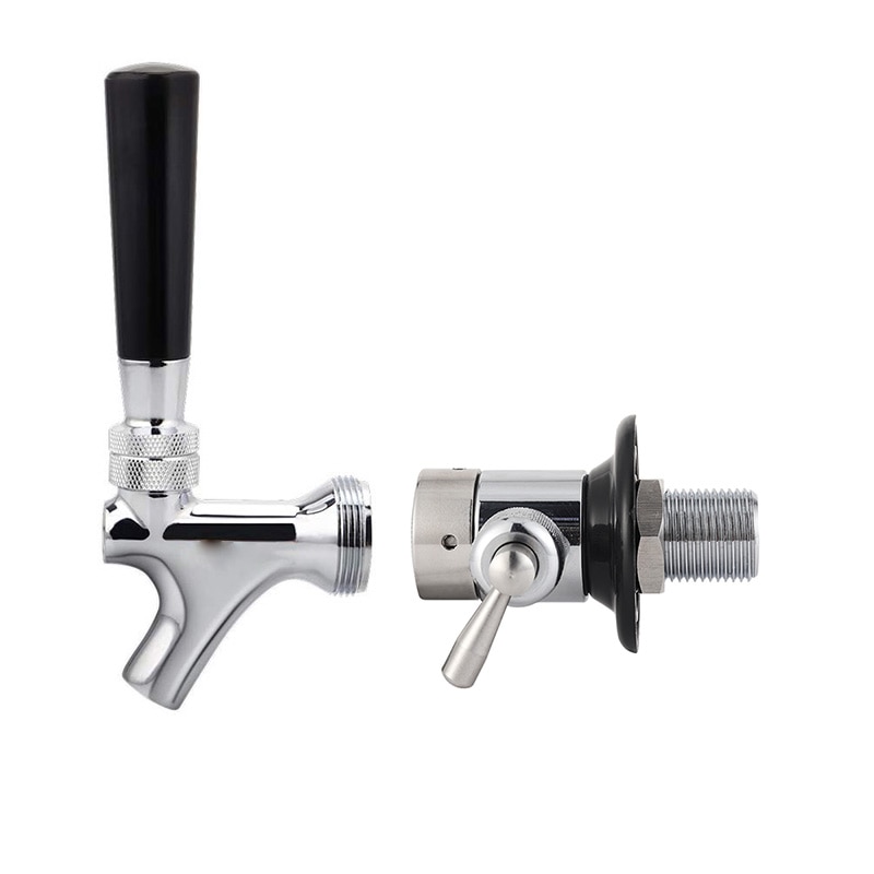 Beer Tap Faucet Shank With Regulator Chrome Plate Brass, Draft Beer Adjustable Dispenser Home brewing Beer Nipple Shank Assembly