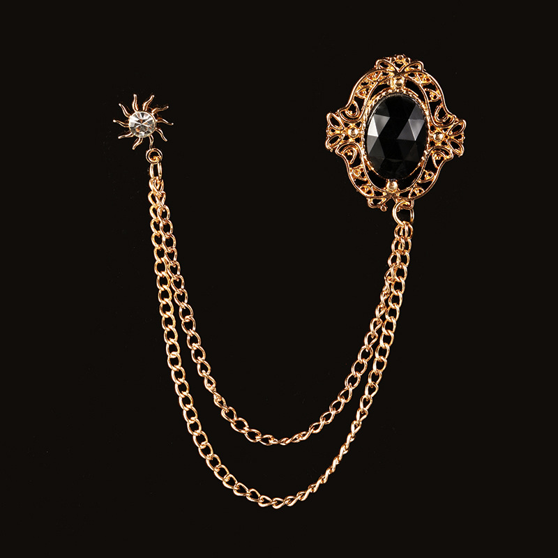 SKEDS-broches de cadena clásicos con diamantes de imitación para hombre, joyería para traje, decoración de cristal Vintage, broche para banquete, insignias, Pin, ramillete