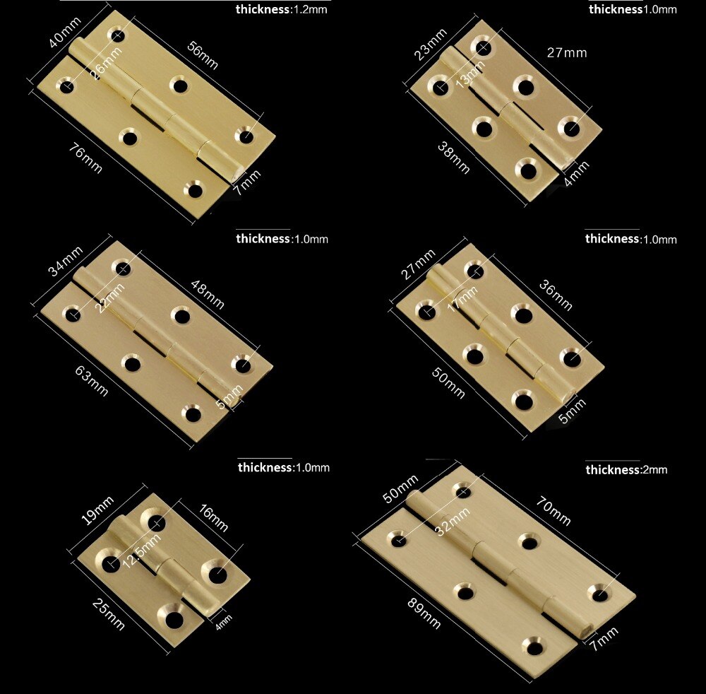 Möbelgångjärn massivt koppargångjärn 25*19mm/38*23mm/ 50*27mm/ 63*34mm/ 76*40mm lådgångjärn industrigångjärn