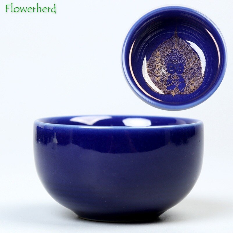 Tasse à thé créative en céramique noir Tianmu tasse à thé papier fleur d'or tasse à haute température avec ménage Kung Fu tasse à thé