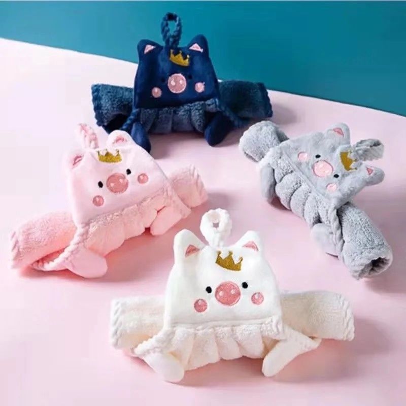 2 Pcs Cute Children's Handkerchief Towels Hanging Thickened Pure Cotton Absorbent Bathroom Face Wash Towel Kitchen Accessories