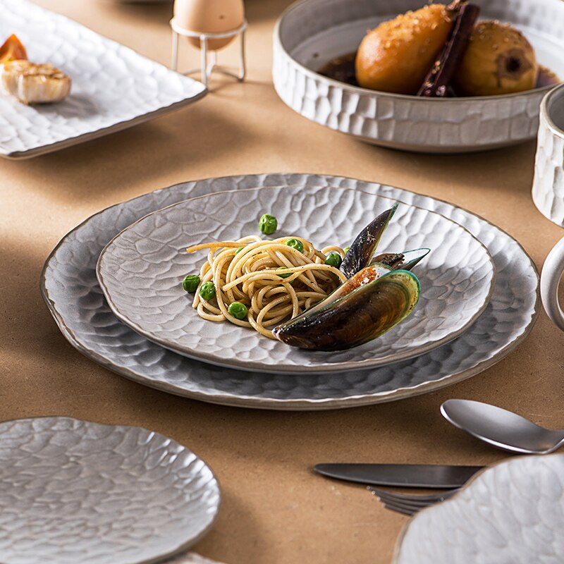 Vajilla de cocina de cerámica de estilo nórdico, taza de desayuno, plato de porcelana para salsa, plato de cena, taza de café, tazón de arroz, tazón de postre y ensalada