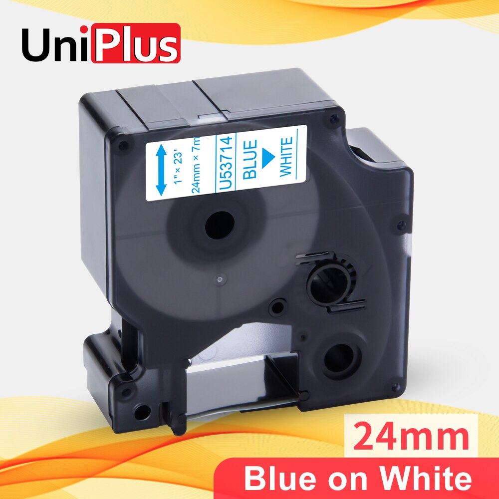 UniPlus 53713 Black on White 24mm Label Tape Compatible Dymo Tape D1 Label Maker for Dymo Label Printer Labeller LW450 LM500TS: Blue on White