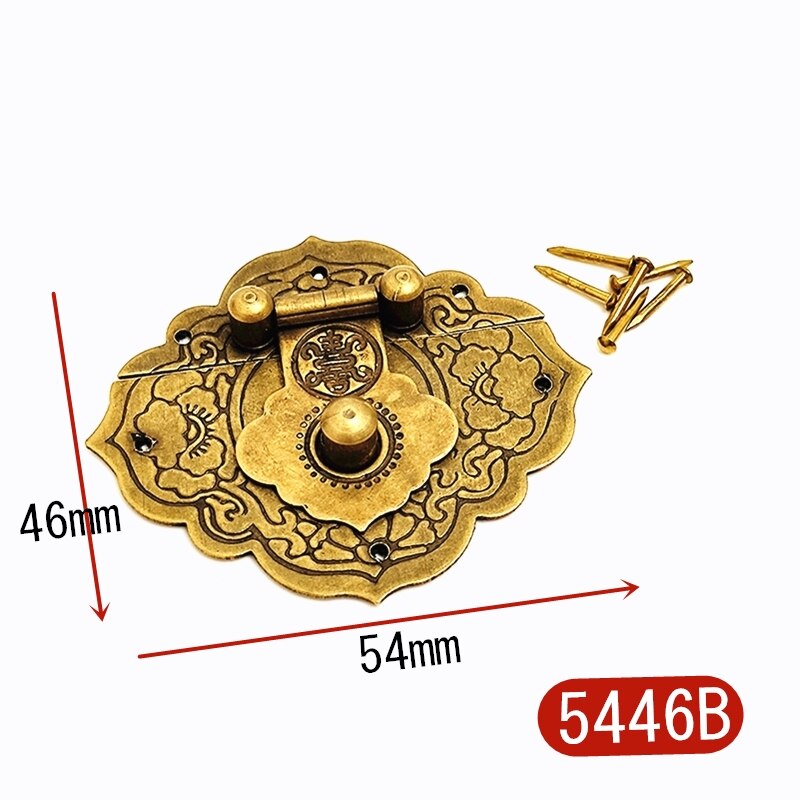2Pcs Antieke Gouden Doos Hasp Vergrendelingen Chinese Oude Lock Catch Voor Sieraden Koffer Gesp Clip Sluiting Meubels Hardware W/Schroeven