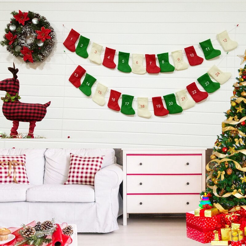 Kerst Kousen Komst Kalenders 24 Dagen Countdown Adventskalender Guirlande Kousen Voor Partij Kerst