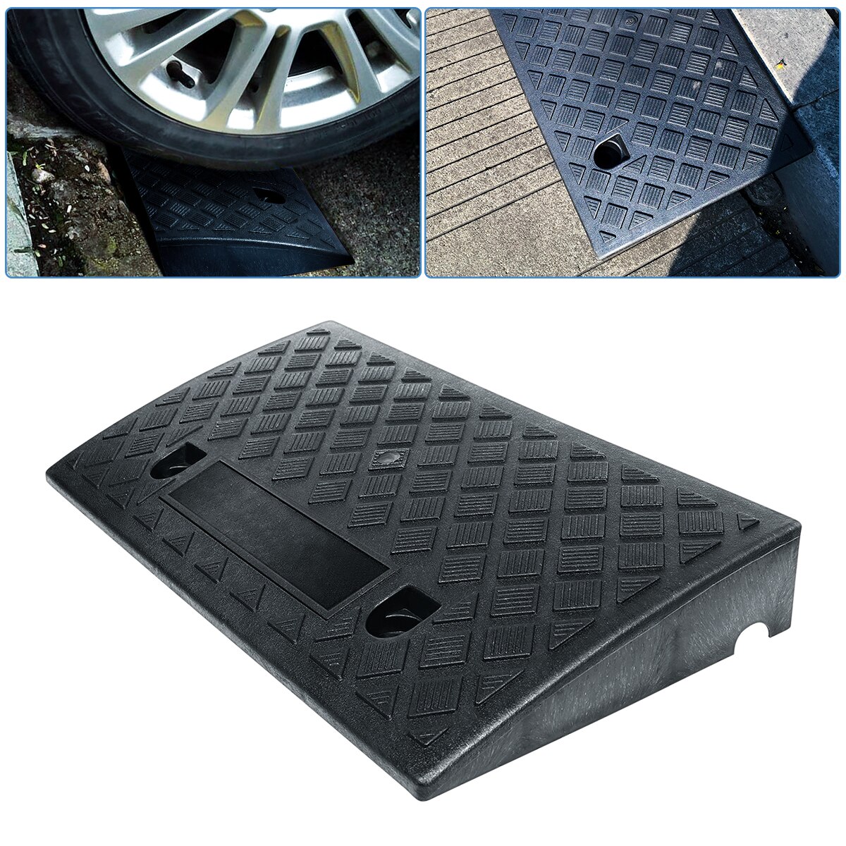 Threshold Ramp Portable Step Mat Ramp Mat Lightweight Curb Ramps Heavy Duty Ramp Mat for Vehicles Cars (Black)