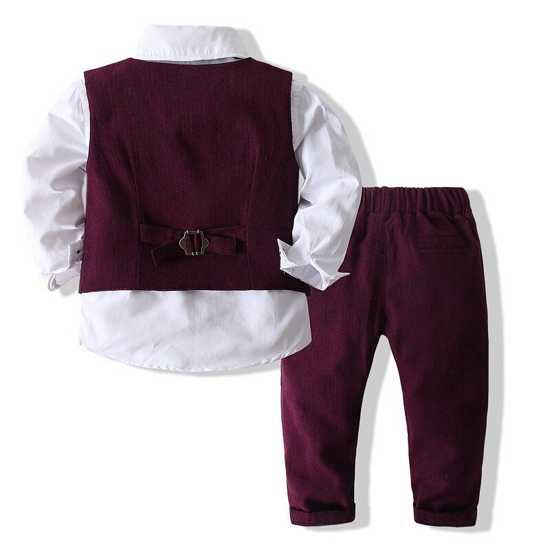 Zestawy ubrań dla chłopców dżentelmen ubrania dla dzieci zestaw wesele chłopców ubrania 3 sztuk/zestaw koszula + kamizelka + spodnie chłopcy formalna odzież