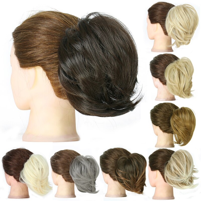Chignon élastique synthétique pour queue de cheval, postiche, chignon
