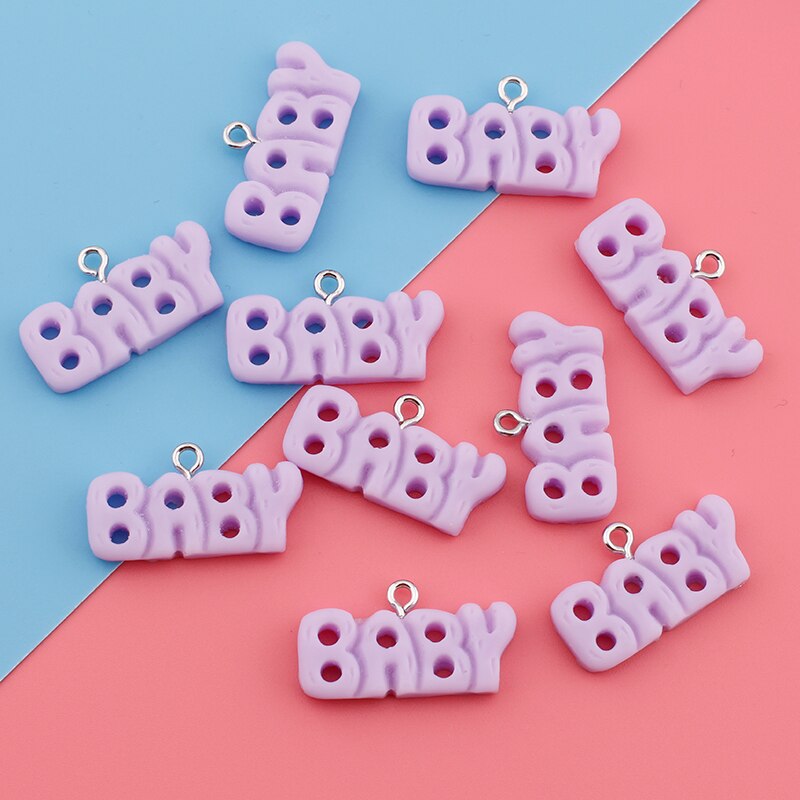 Dijes de letras de bebé, dijes colgantes de resina para pendientes, collar, pulsera, llavero, suministros de fabricación de joyas Diy, accesorios, 10 piezas