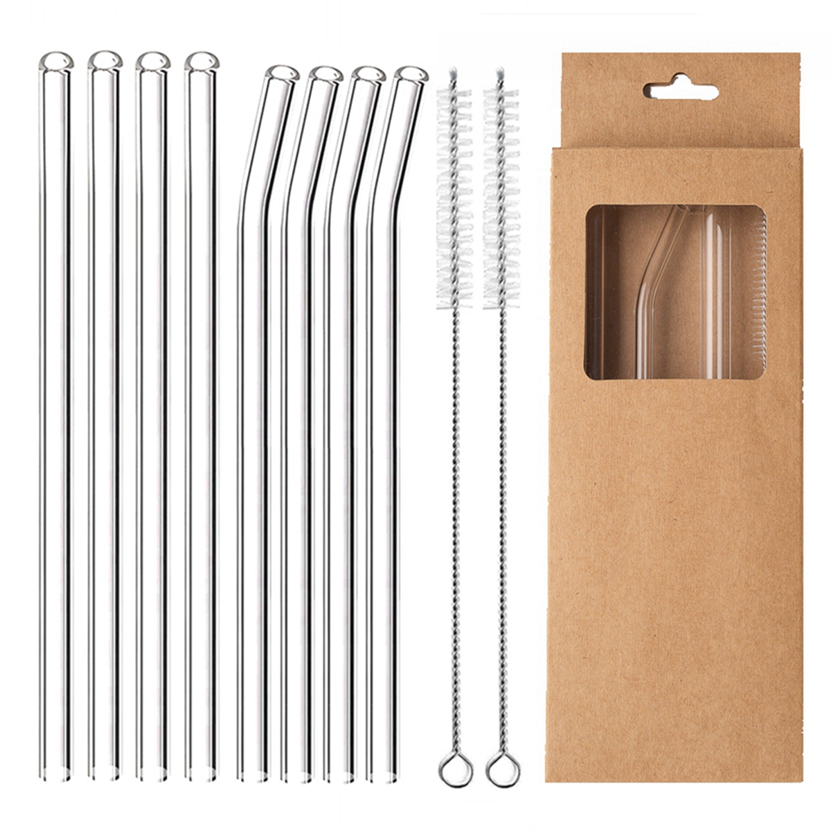 Glass Drinking Straws Kitchen Bar Reusable Drinking Straws Eco-friendly Glass Cocktail Straws for Juice Milk Coffee Bar Drinks: Clear Mixed