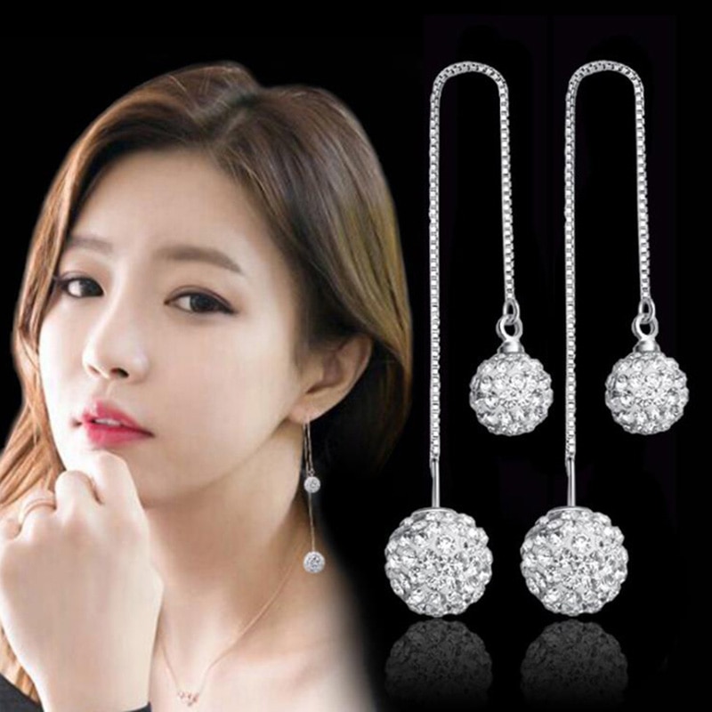 925 argent Sterling Shambhala Double boule longue goutte boucles d'oreilles pour les femmes bijoux d'anniversaire nouvelle offre spéciale 1Y212