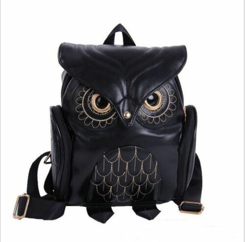 Mochila feminina da moda, bolsa de ombro, de coruja: Preto