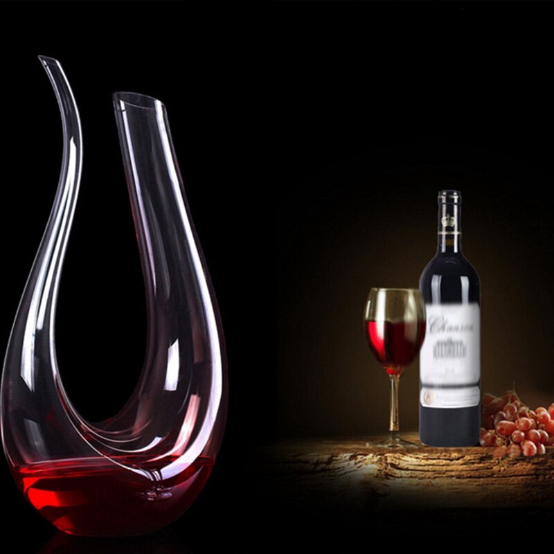 U Shape Lead Free Premium Crystal Glass Wine Decanter Carafe Crystal Glass Clear Wine Aerator Crystal Glass Wine Decanter Grade