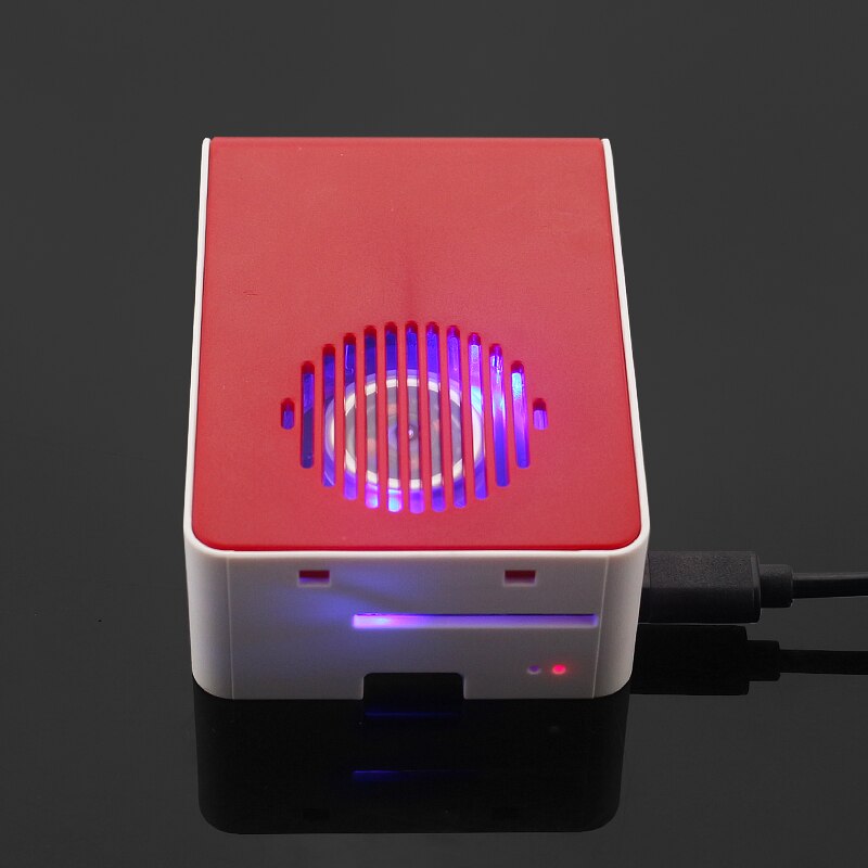 Raspberry Pi 4 ABS Case with Backlight RGB LED Fan Plastic Red White Shell Housing for Raspberry Pi 4 Model B