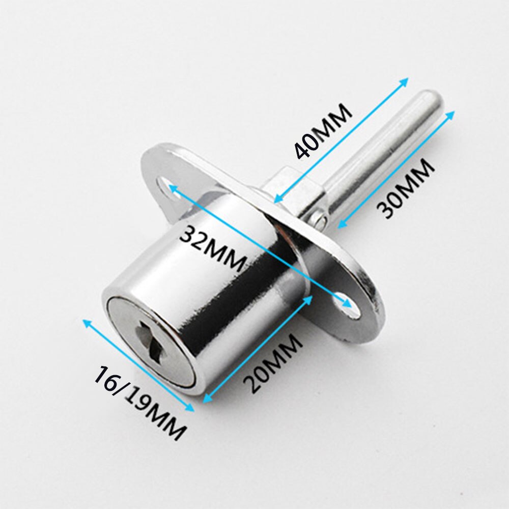 16/19mm Zinc Alloy Cabinet Mailbox Drawer Cupboard Office Computer Desk Pedestal Locker Cam Lock with 2 Keys
