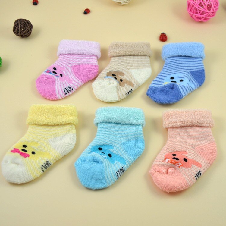 Cartoon Winter Warm Thickening Baby kid Terry Socks Animal GiraffeBear Rabbit Cat Dog Newborn Cotton Boy Girl Cute Toddler Socks: 1 Pair Random3