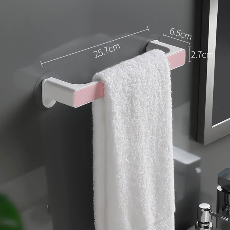 1Pc Zelfklevende Handdoek Houder Rek Muur Handdoek Hanger Badkamer Bar Plank Rolhouder Opknoping Haak Organisator: S Pink