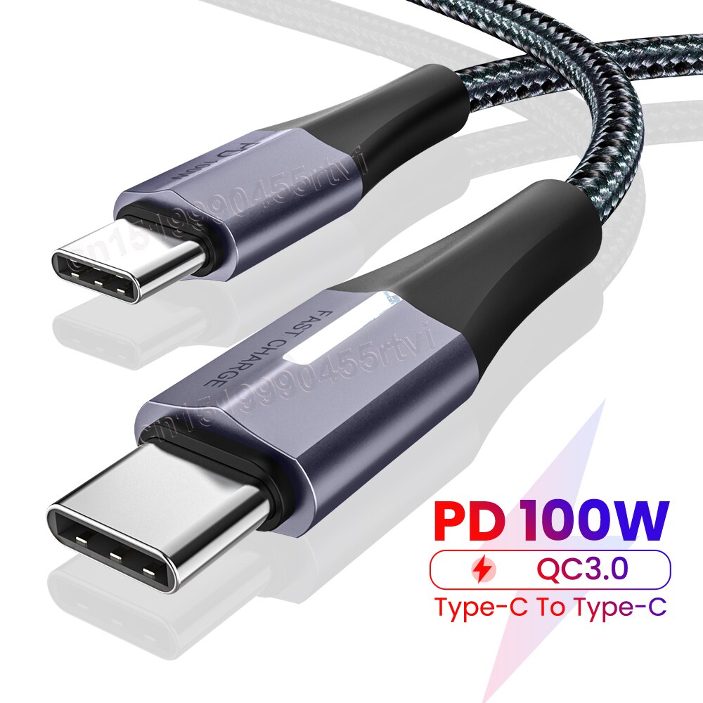 100W Type C Kabel Snelle Oplaadkabel Met Led 5A Usb C Datakabel Voor Samsung Huawei Xiaomi telefoon Opladen Cord