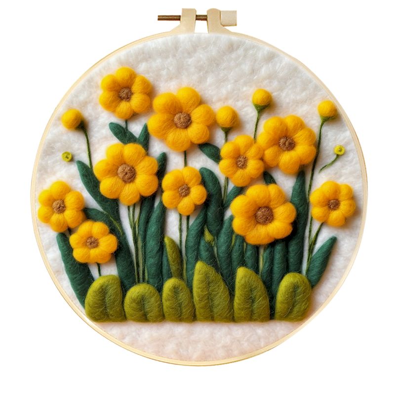 GATYZTORY Wollfilz-Gemälde, DIY-Wollstickerei-einstellen, kreative Blumenlandschaft, Wolle, Nadelfilz, Bild-einstellen, Basteln, Gemälde,: Licht Grün